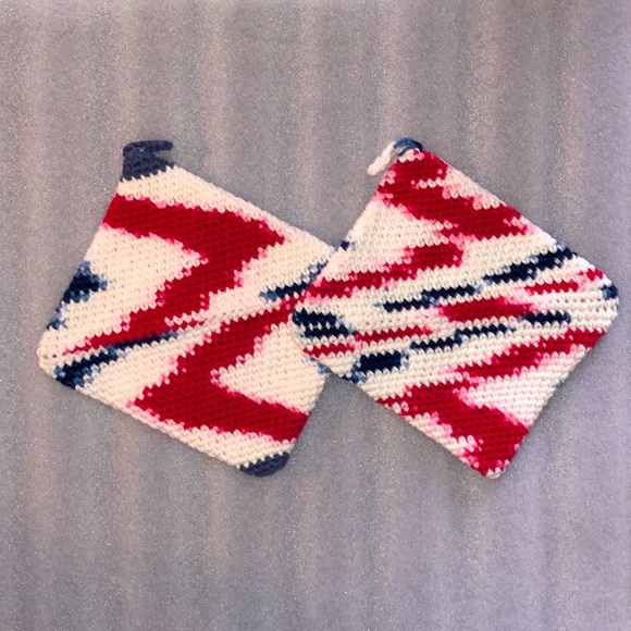 Hand Crafted Other - Americana Crocheted Cotton Potholders
